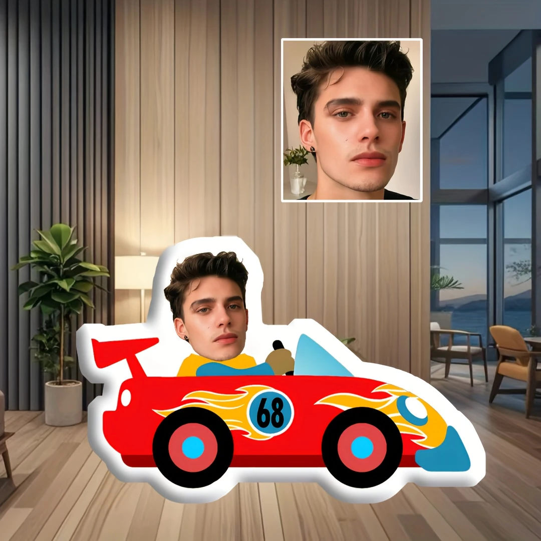 A Custom-Made Pillow Featuring a Creative Photo Design - a 