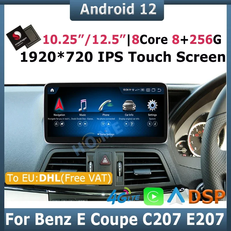 

Android 12 10.25/12.5inch Snapdragon Car Multimedia Player GPS for Mercedes Benz E-Class Two Door Coupe C207 W207 A207 2009-2016