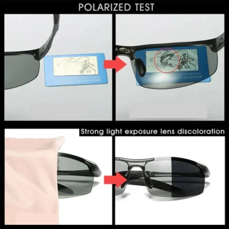 Smart Photochromic Polarized Sunglasses Intelligent Color Changing Sun Glasses Driving Fishing Cycling Day Night Vision Goggles