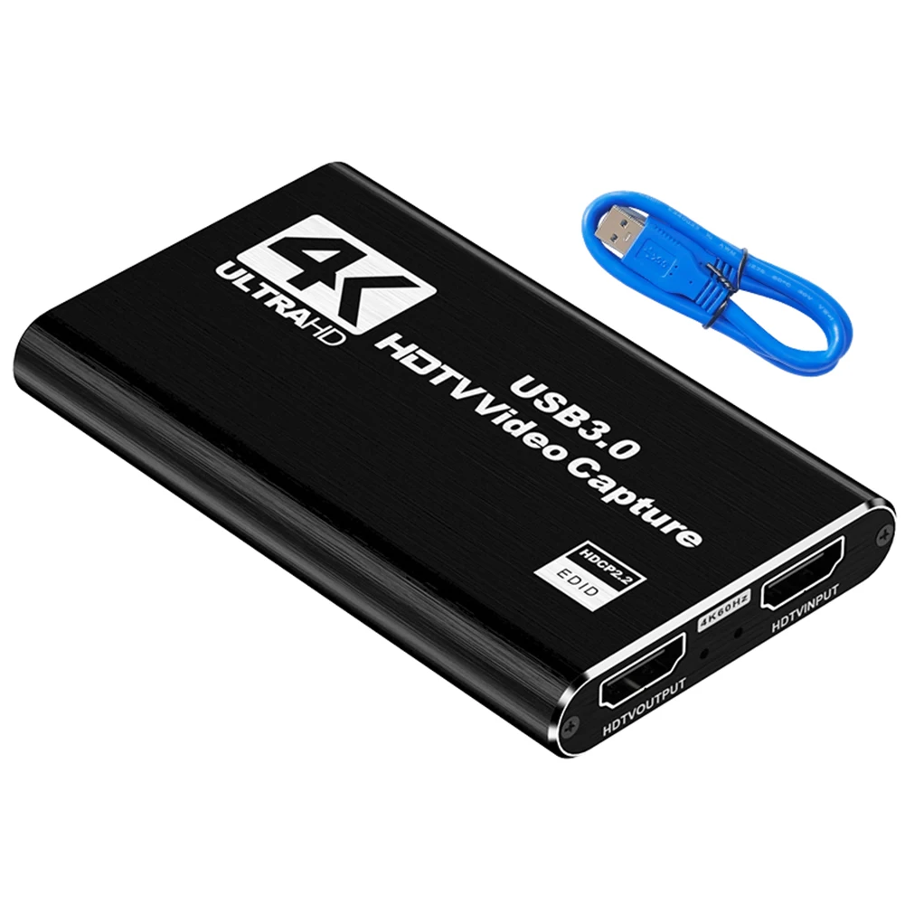 USB 3.0 4K HDMI-Compatible Capture Card Video Grabber Game Capture Card for Streaming Works for PS4/Camera/PC