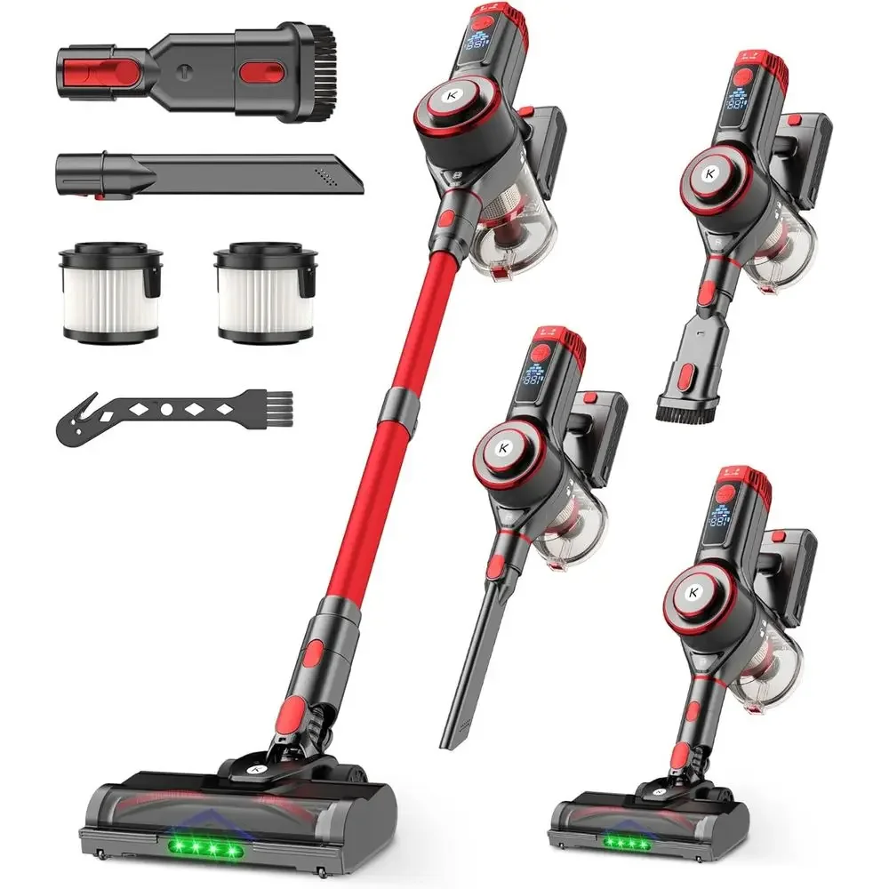Powerful 650W Stick Vacuum Cleaner: 55kPa Suction, 70-Min Battery, Self-Standing, Anti-Brush, OLED Display, Ideal for Carpets, H