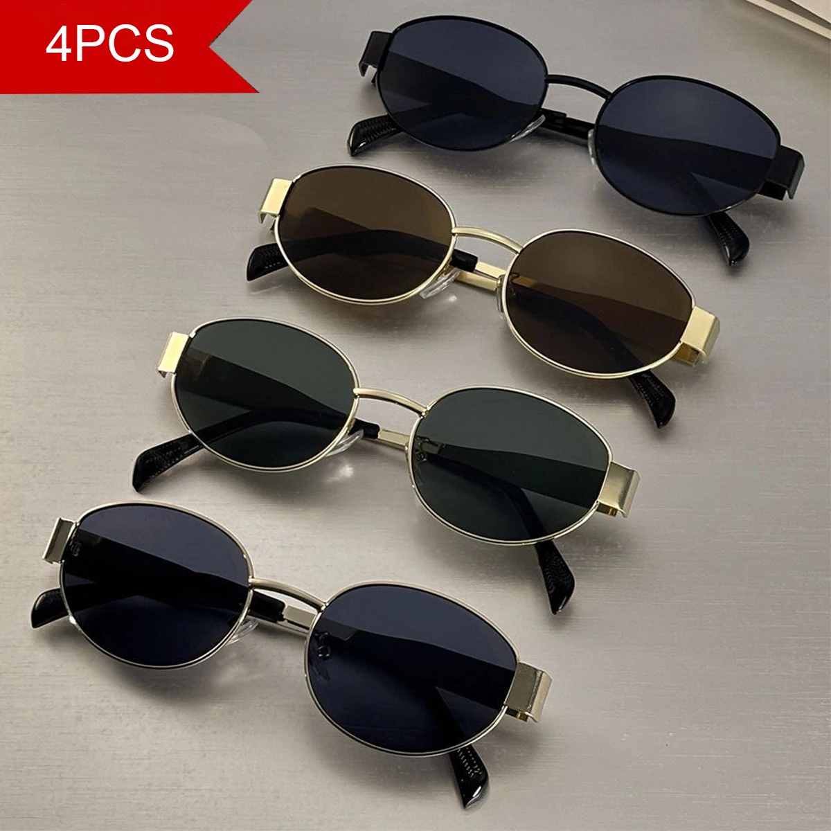 4Pcs Oval Vintage S… - image