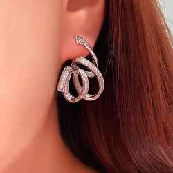 Huitan Unique Dainty Ribbon Drop Earrings for Women Fashion Aesthetic Engagement Jewelry Graceful Charms Accessories for Party