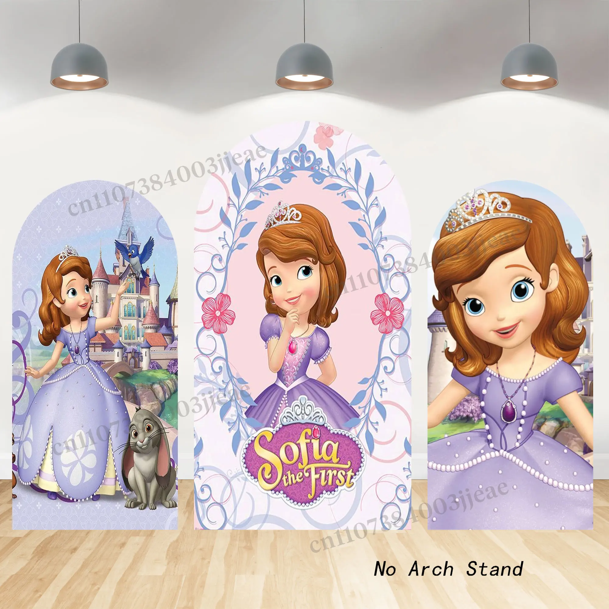 Sofia the First Arch Backdrop Girls Kids Birthday Party Decorations Baby Shower Banner Double-side Background Photography Props