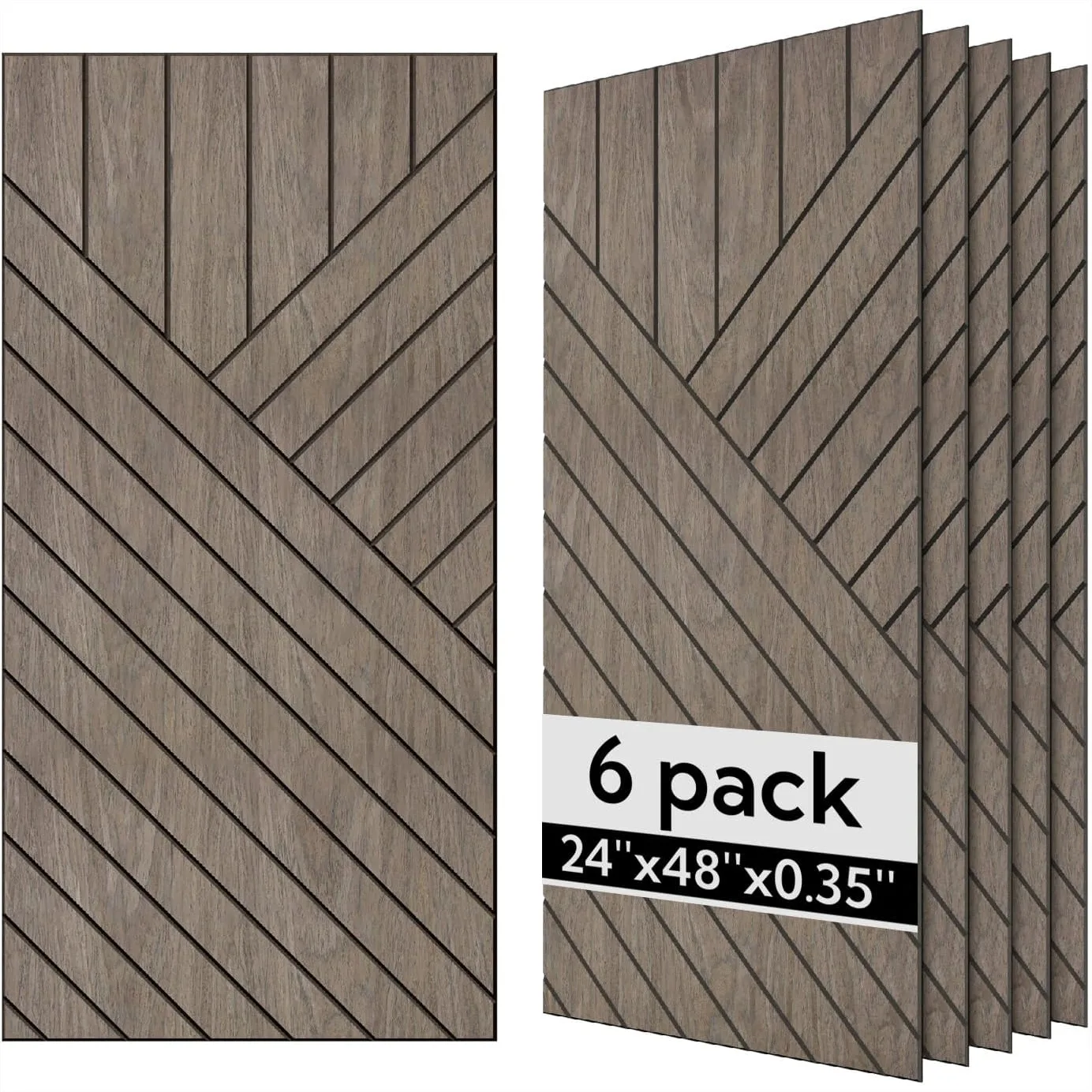 

Wood Veneer Acoustic Wall Panels 6 Pack, 23.6"x47.2" Sound Absorbing for Interior Decor, NRC 0.8