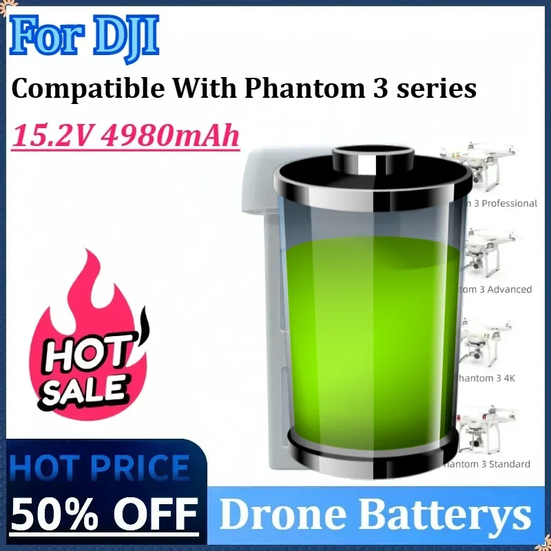 

15.2V 4980mAh LiPo Battery for DJI Phantom 3 Professional Standard Advanced Drone Replacement Intelligent Flight Battery