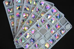 All Sizes Cosmic Shape Sew On Stones Crystal Clear AB Flat Back 2 holes11*14mm,13*17,16x21,21*27mm Glass Sewing Crystal Beads