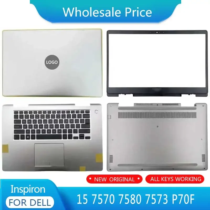 Imagem -01 - Laptop Lcd Tampa Traseira Moldura Frontal Palmrest Superior Base Case Inferior Dobradiças do Teclado Dell Inspiron 15 7570 7580 7573 P70f Novo laptop lcd tampa traseira moldura frontal palmrest superior base case inferior dobradicas do teclado dell inspiron 15 7570 7580 7573 p70f novo 01
