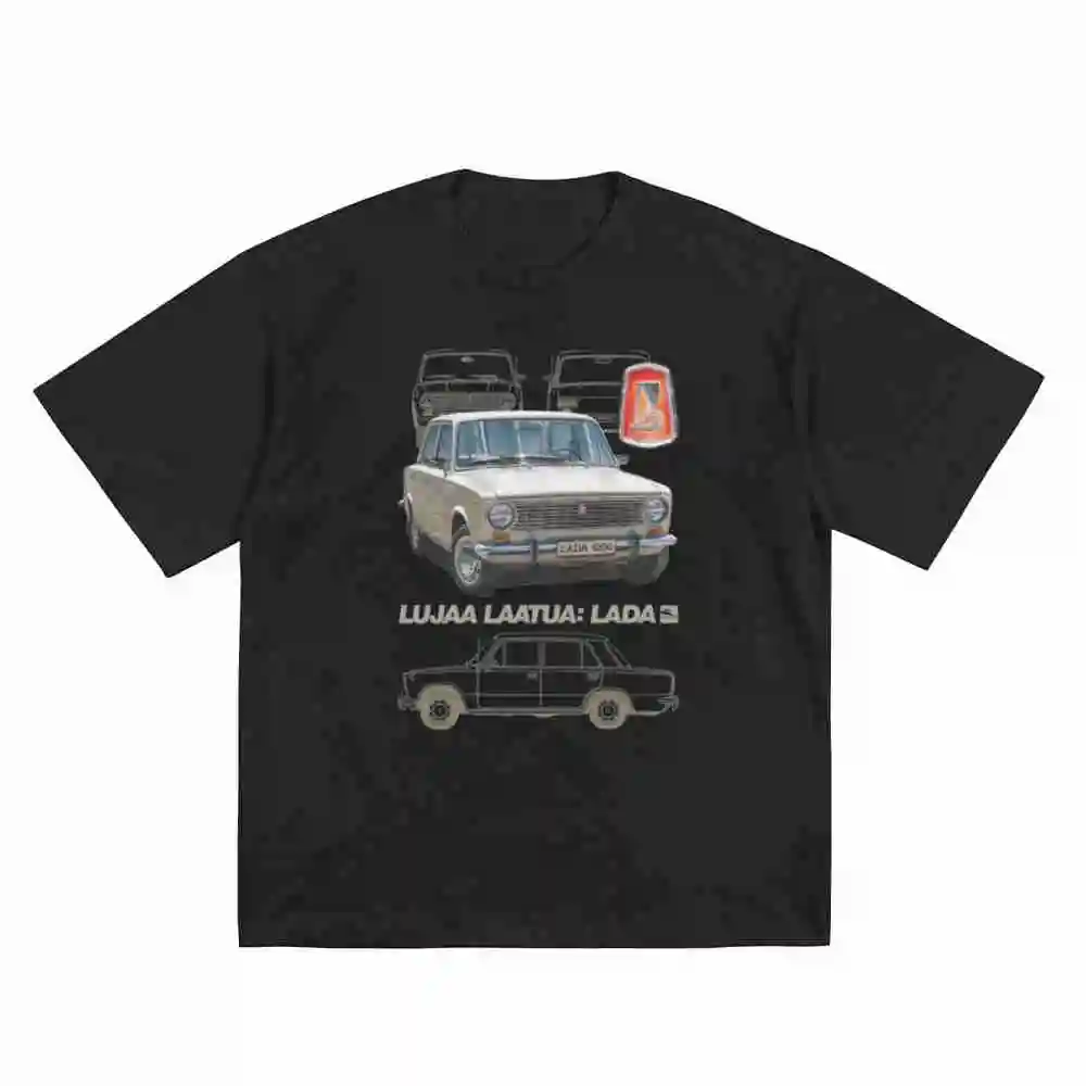 Vintage Lada 1200 Car Sailboat Logo Retro Automotive Short Sleeve Tee 100% Cotton T-Shirt