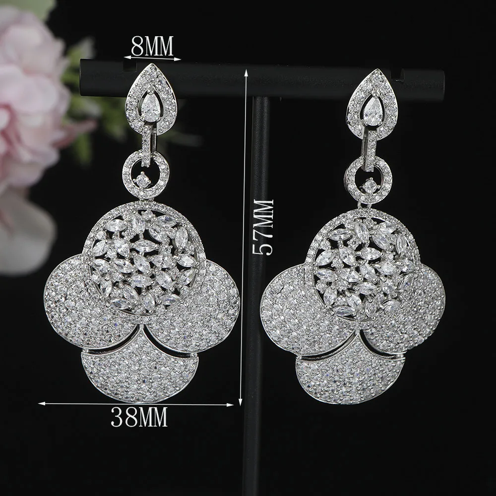 Luxury High Quality Retro Geometric Water Drop Women's Cube Oxidation Bridal Banquet Party Earrings A0228