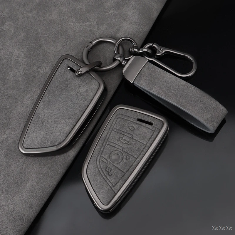 

Zinc Alloy Car Key Case Cover Leather Keychain For BMW 1 3 4 5 6 7 Series X1 X3 X4 X5 X6 Smart Key Protect Shell Keyring Pendant