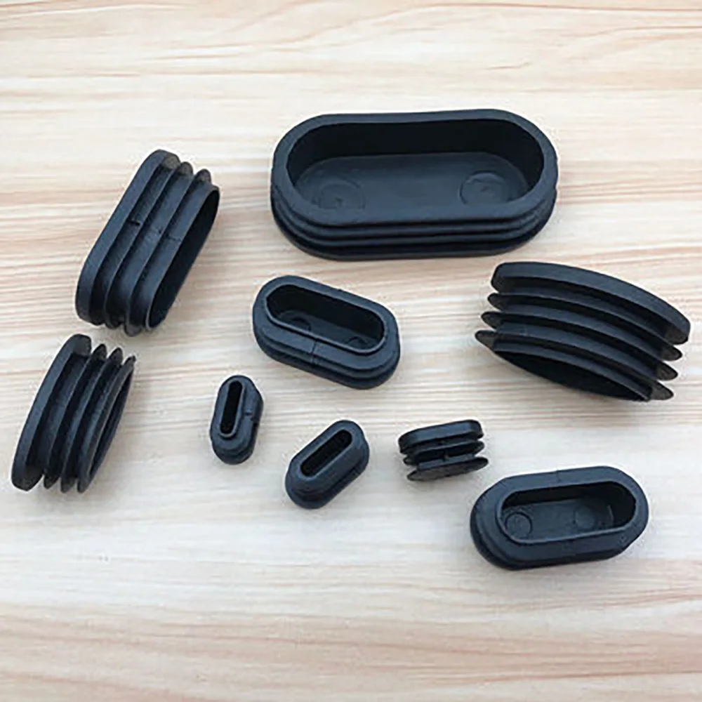4/10pcs Oval Black Plastic Pipe Plug Insertion Type Tube Sleeve Anti-slip Silent Heightening Furniture Leveling Floor Protection