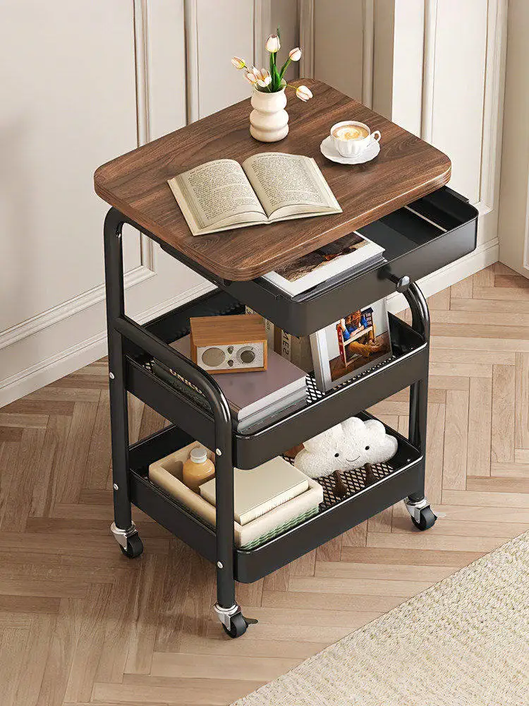 Vintage Style Mobile Storage Rack Coffee Table Side Table Snack Organizer Living Room Sofa End Table Bedside Table Organizer