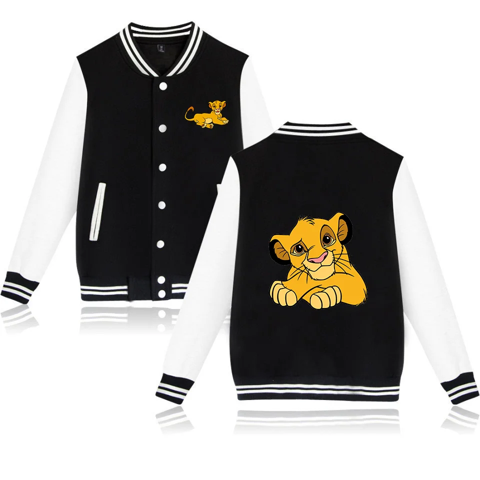 Disney-Chaqueta de béisbol del Rey León para hombre y mujer, abrigo holgado de estilo Hip Hop, Harajuku, ropa de calle para niños y niñas