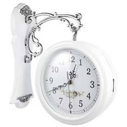 Creative Double Sided Wall Clock Retro Vintage Hanging Clock Home Decor Office Conference Room Glass Plastic Rotation New