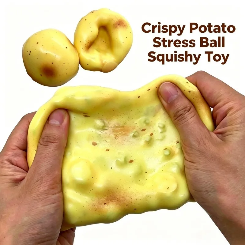 SS Crunchy Squishy Potato Stress Ball Squeeze Toy Crispy Potato Squishy Fidget Ball Handmade Round Blocks Filled ASMR for Adult