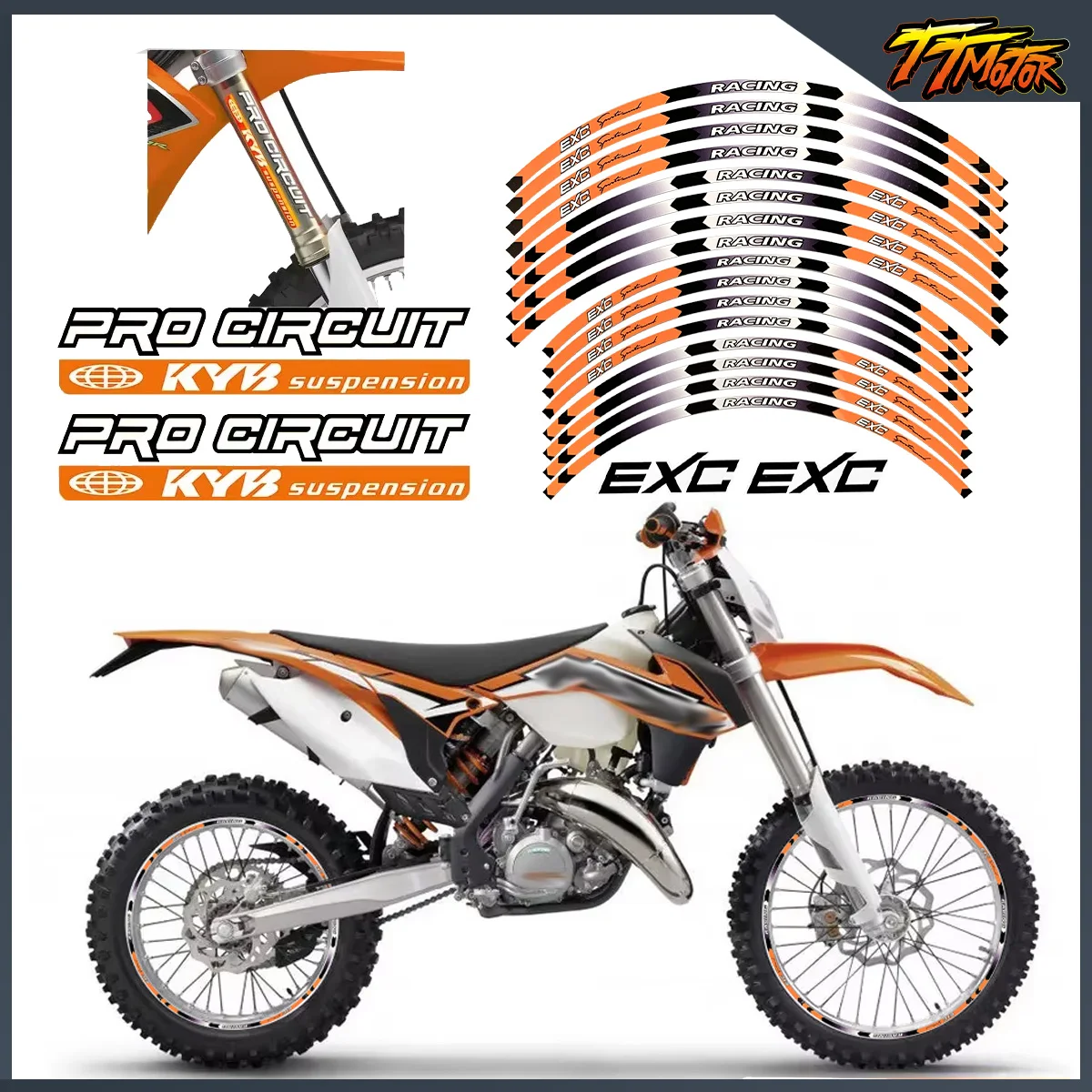 

Wheel Hub Rim Stripe Tape Stickers Motorcycle Accessories Vinyl Reflective Decals For KTM EXC 300 450 125 EXC450 Racing Moto