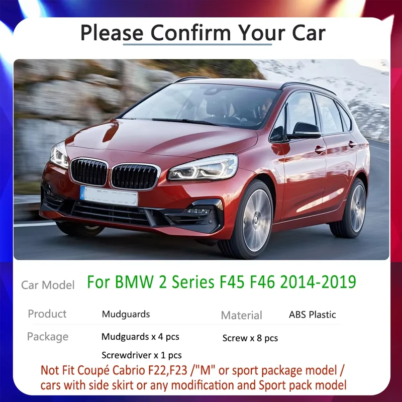 

Car Mudflaps Fender Mudguards For BMW 2 Series F45 F46 Gran Active Tourer 2015 2014~2019 Splsah Guards Auto-Accessories-Goods