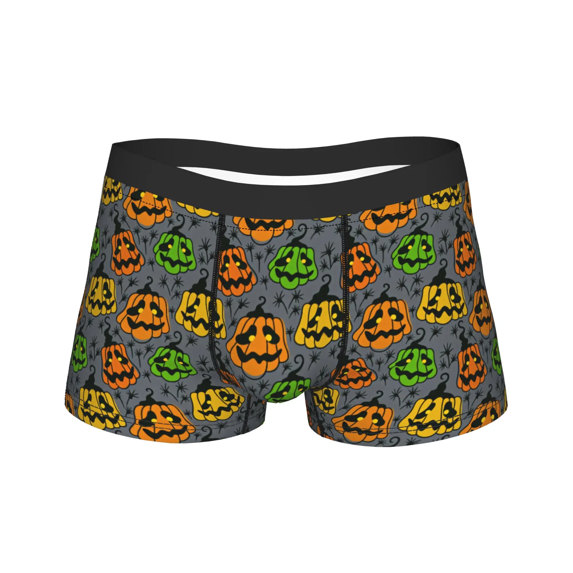 Halloween Jack O Lantern Pumpkin Underwear  Funny Underpants Print Shorts Briefs For Males 3D Pouch Plus Size Boxershorts