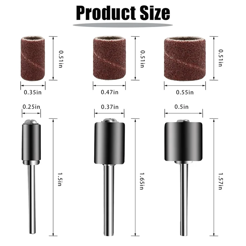 A50I 120 grana 120 pezzi manicotti abrasivi levigatrice a tamburo ossido di alluminio 132 pezzi tamburi abrasivi per set di utensili rotanti