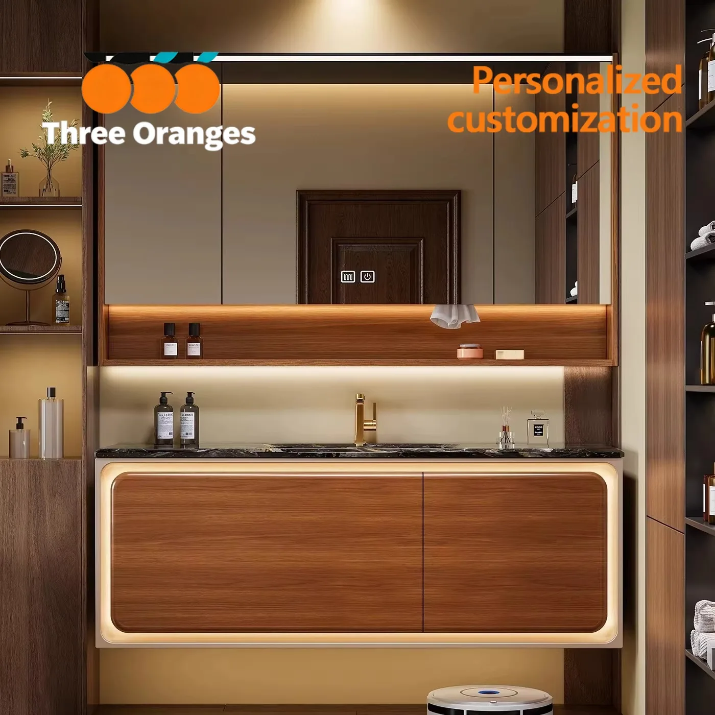 S178 Italian Style Light Luxury Vintage Bathroom Vanity Solid Wood Washbasin Integrated Sink Dimensions for Modern Bathrooms