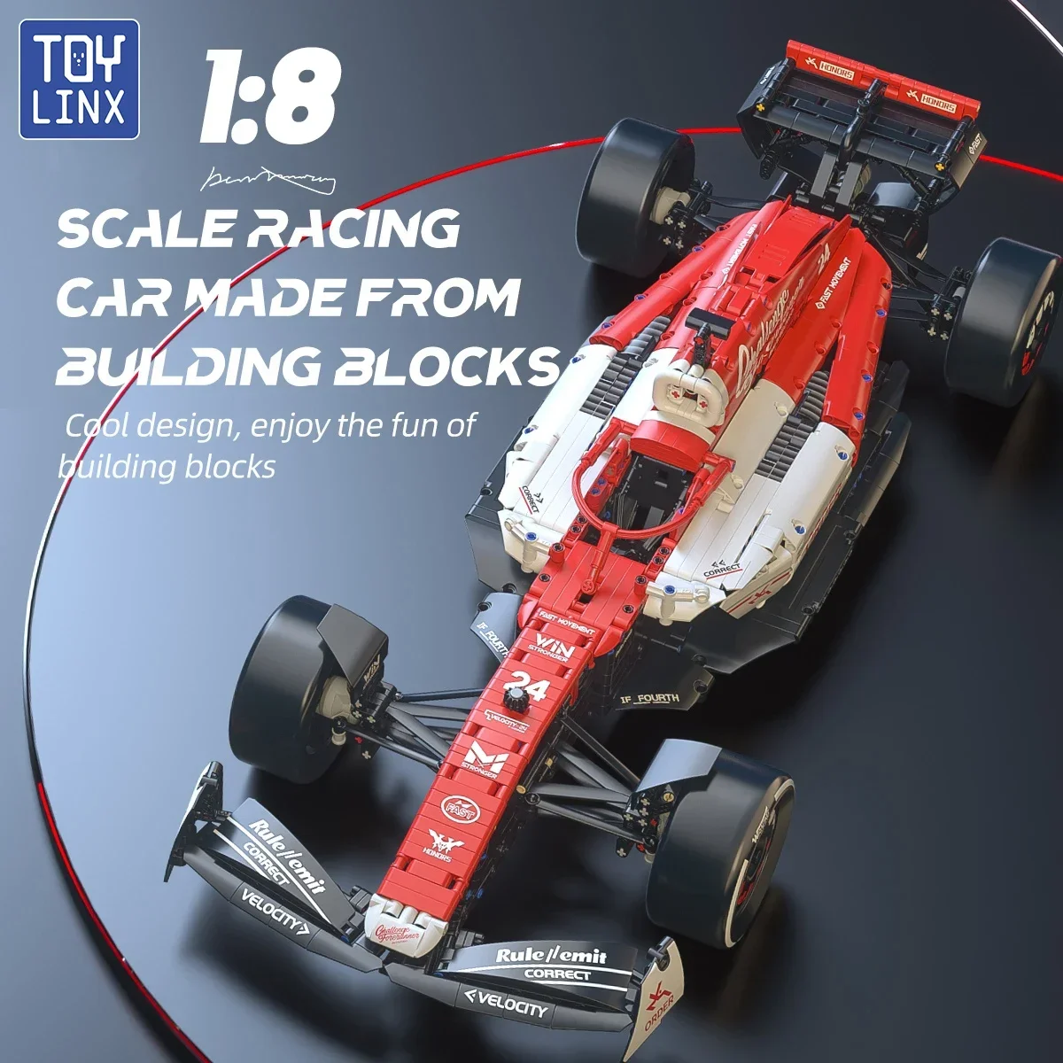 TOYLINX 1768-delige DIY racewagen bouwsteenmodelset gemaakt van hoogwaardig ABS geschikt voor Valentijnsdag/verjaardagscadeaus