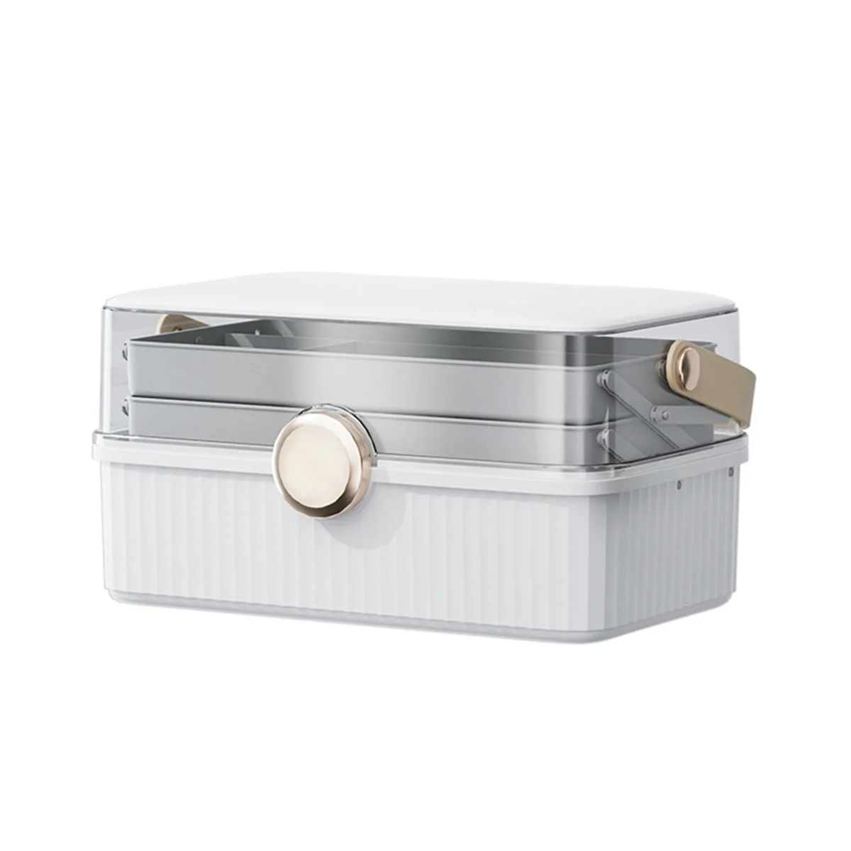 

Cosmetics Storage Box Bigcapacity Plastic Desktop Storage Box Dustproof Lipstick Extra Storage Box with Lid,Ivory White
