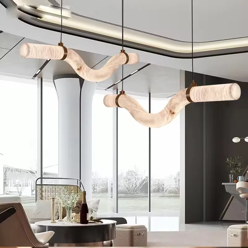 Retro Solid Marble Collection LED DIY Hanging Lamps Chandelier Lighting Lustre Suspension Luminaire Lampen For Dinning Room