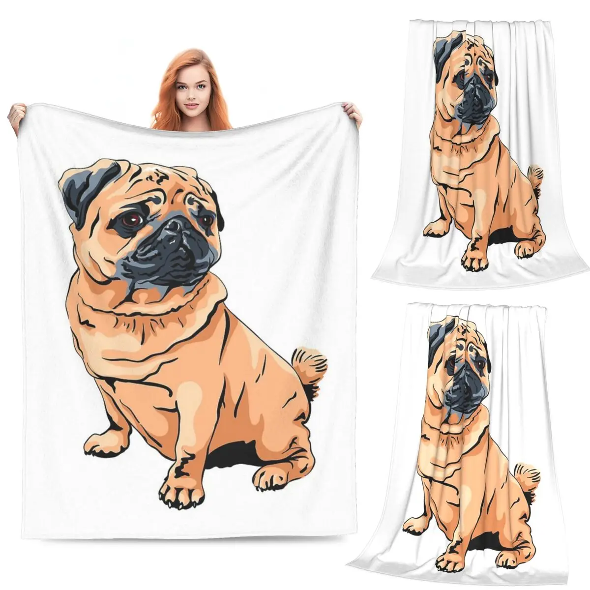 

Pug Design For Pug Moms Or Other Dog Lovers Blanket Fleece Sofa Throw Blankets for Couch Bedding Outdoor Throws Bedspread Quilt
