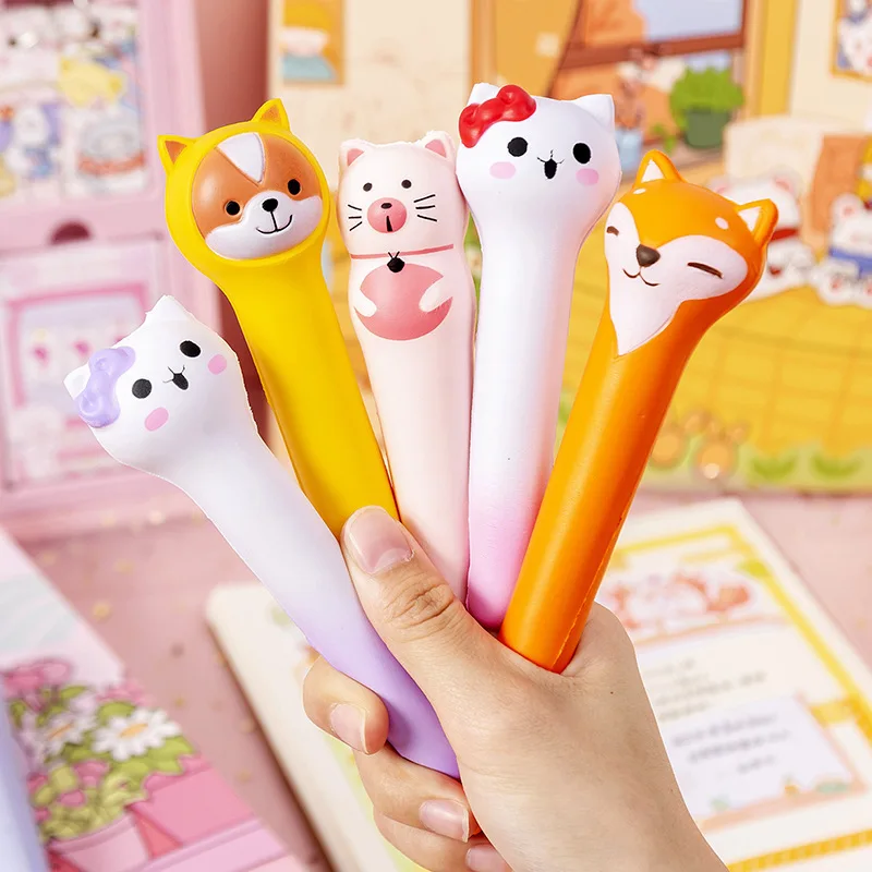 24 pcs wholesale Venting Pen Decompression Pen Soft and Soft Students Use Pinch Cute Neutral Creative stationery