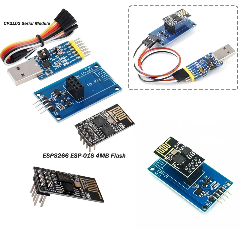 

CP2102 Последовательный модуль/ESP8266 ESP-01 Модуль адаптера беспроводного приемопередатчика WiFi/ESP-01S Последовательный модуль беспроводного приемопередатчика WIFI