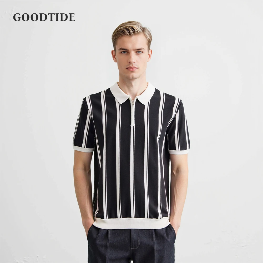 Knitted New Men's Summer European And American Men's Polo Shirt Casual Solid Color Business Henry Collar Short-sleeved Top