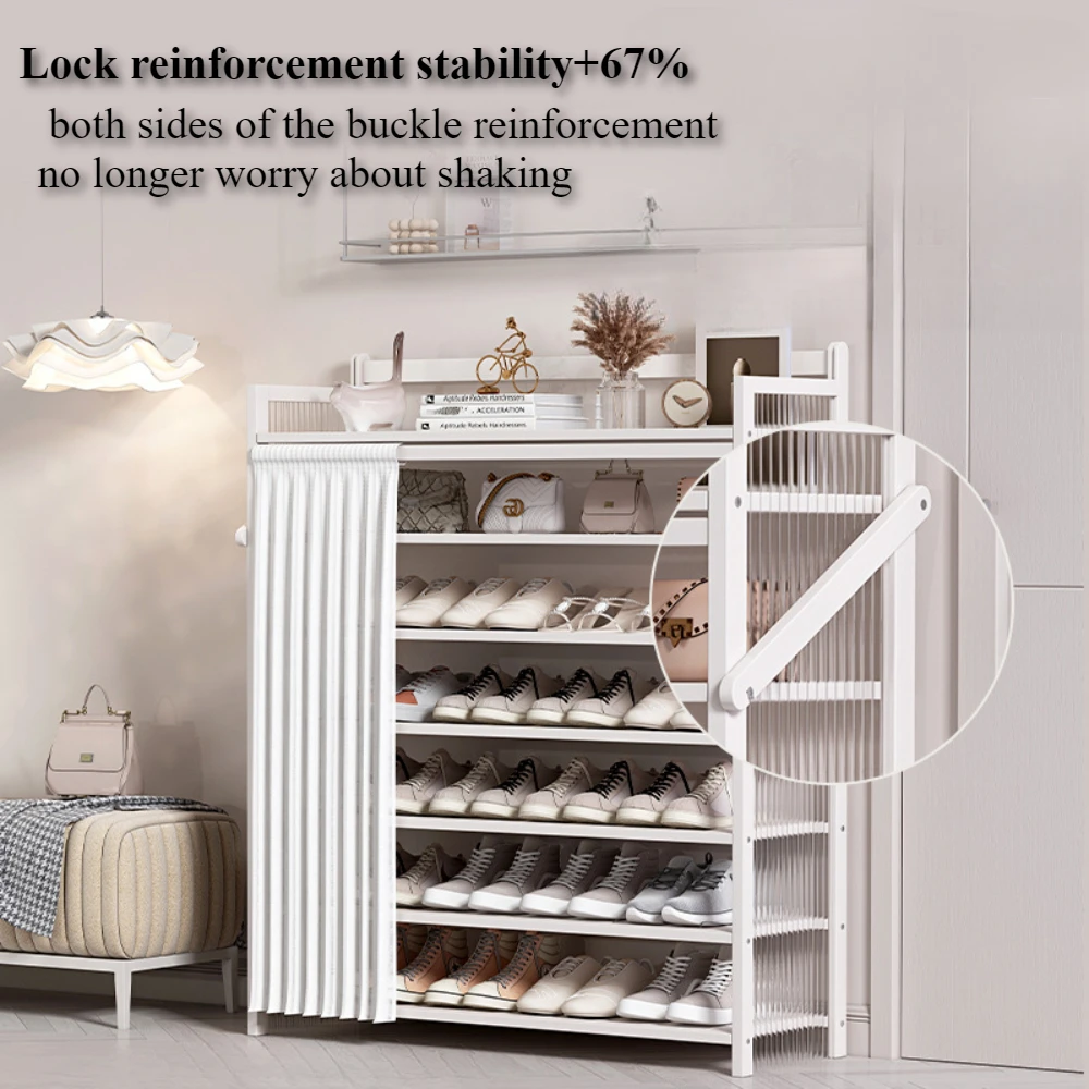 Multi-Layer Shoe Cabinet Large Capacity Dust Proof Shoes Storage Shelf Folding Phyllostachys Pubescens Shoe Racks Shoe Organizer