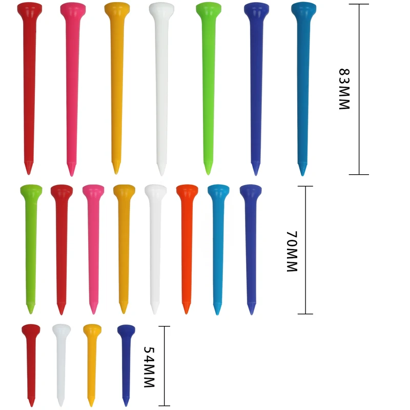 100Pcs Golf Tees Cup-Shaped Plastic Ball Tees Random Color 54mm/70mm/83mm Golf Accessories