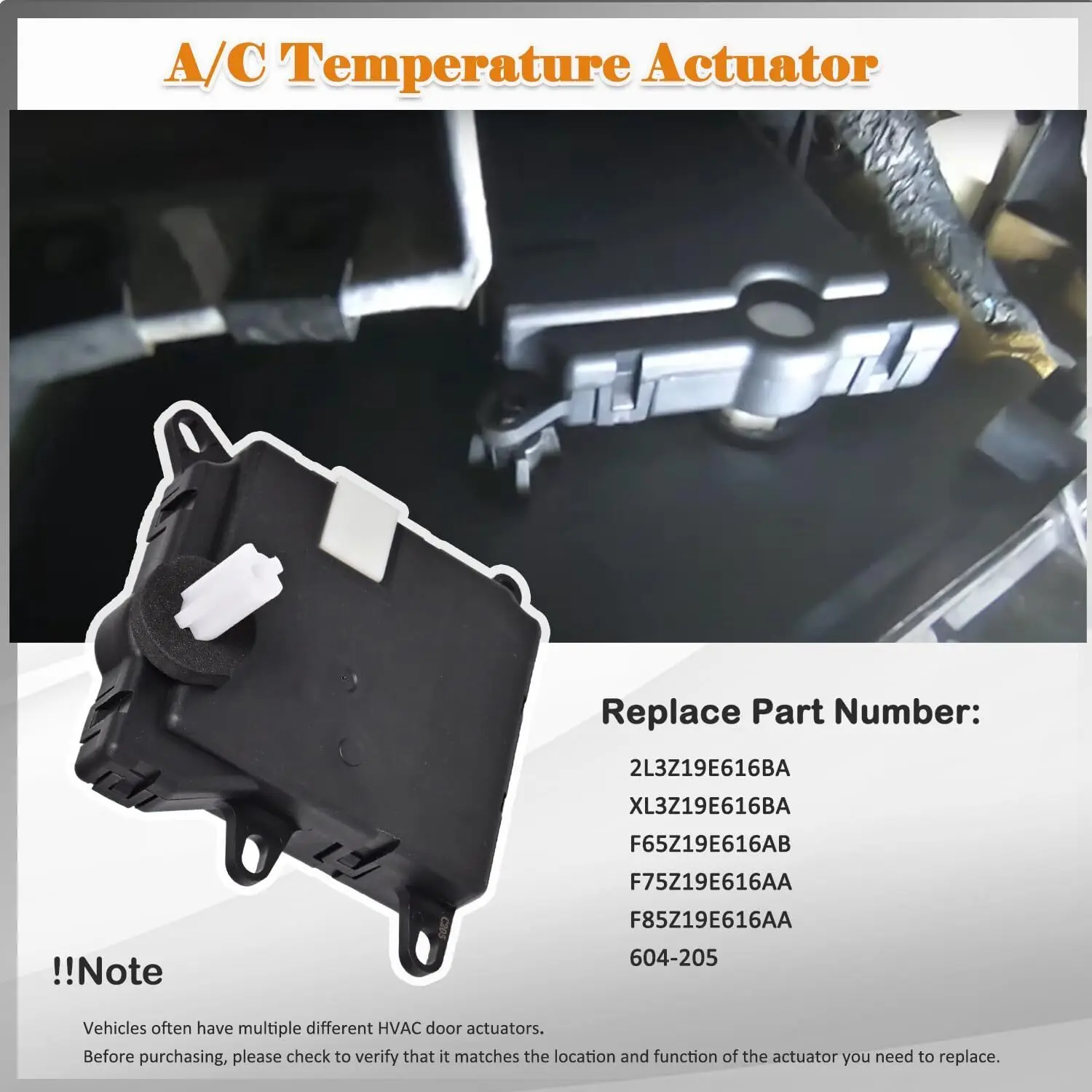 XL3Z19E616BA F85Z19E616AA Actuador de puerta de mezcla de calentador HVAC para Lincoln Navigator 1999-2001, actuador de temperatura Manual para todos los motores, negro