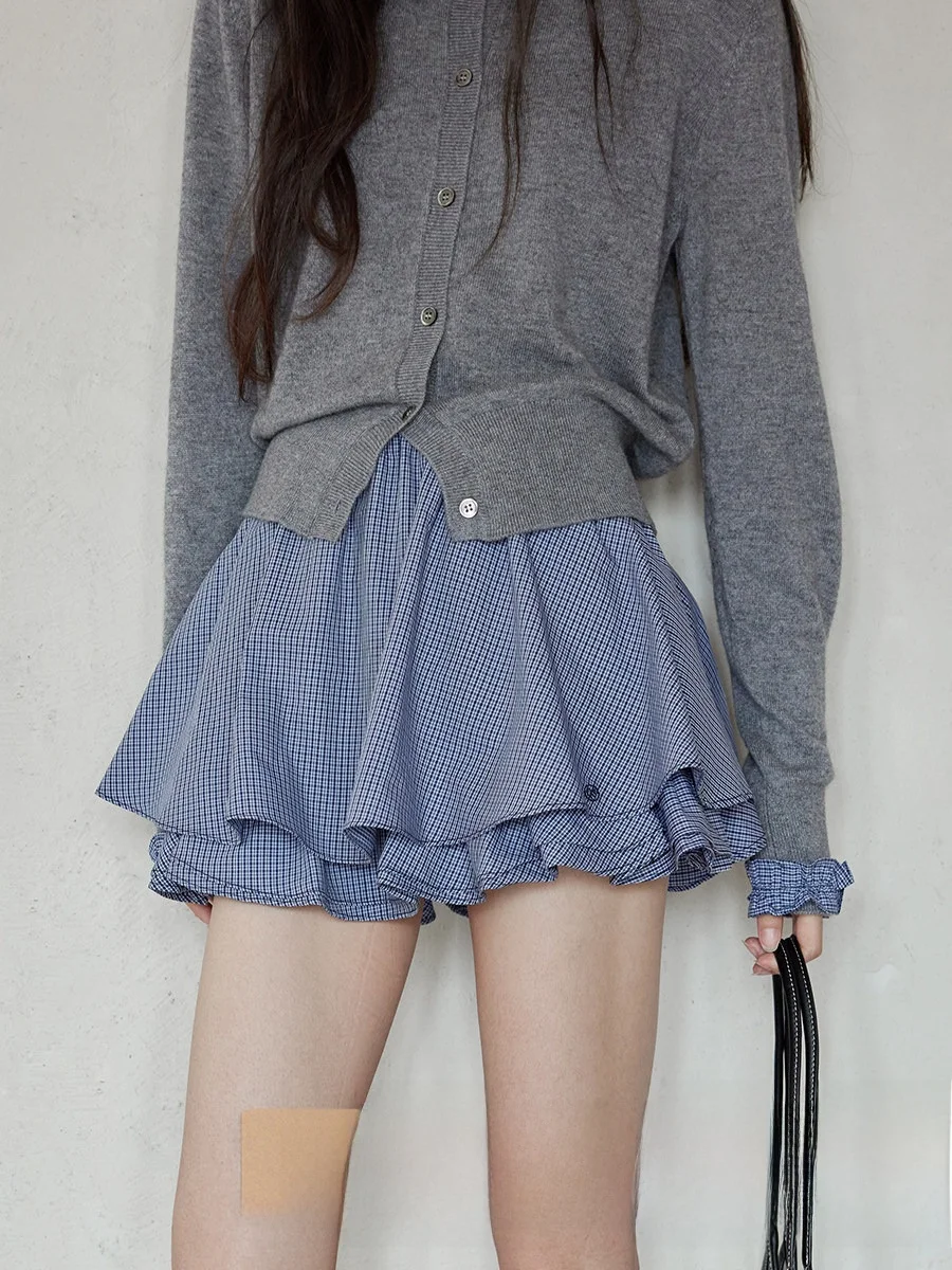 

Женская пышная юбка Ximen 2026 весна-осень в корейском стиле, с высокой талией, из хлопка, А-силуэт, миди, повседневная