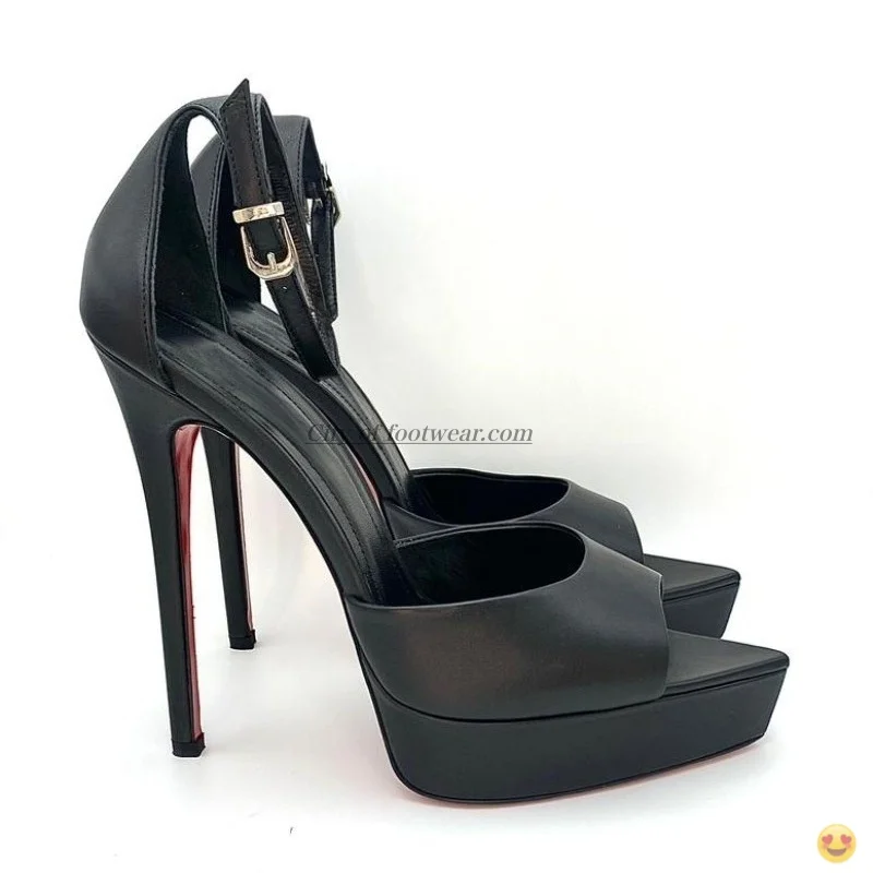 2026 Women's black/nude patent leather platform sandals pointy toe sexy ankle strap party heels gladiator luxury designer shoes view 2