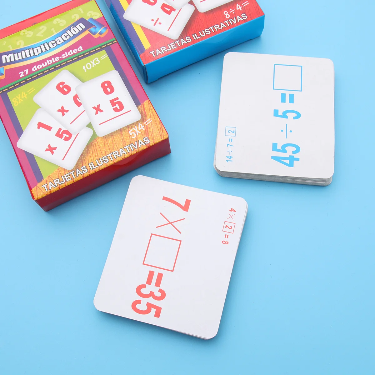 

54pcs Spanish Math Flash Cards For Kids Multiplication Division Educational Number Learning Tools Early Teaching Aids Arithmetic