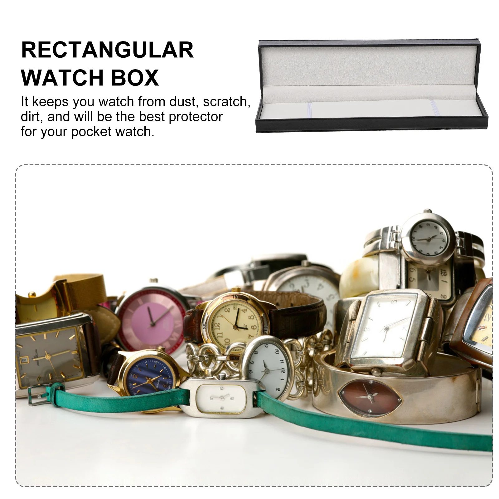 

Watch Box Single Pu Rectangular Watch Holder Organizer For Men Women Jewelry Storage Display Case Dustproof