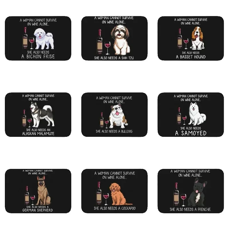 Personalized Bulldog And Wine Funny Dog Doormat Mat Anti-Slip Doggy Dog Lovers Bath Kitchen Toilet Rug Carpet 40*60cm