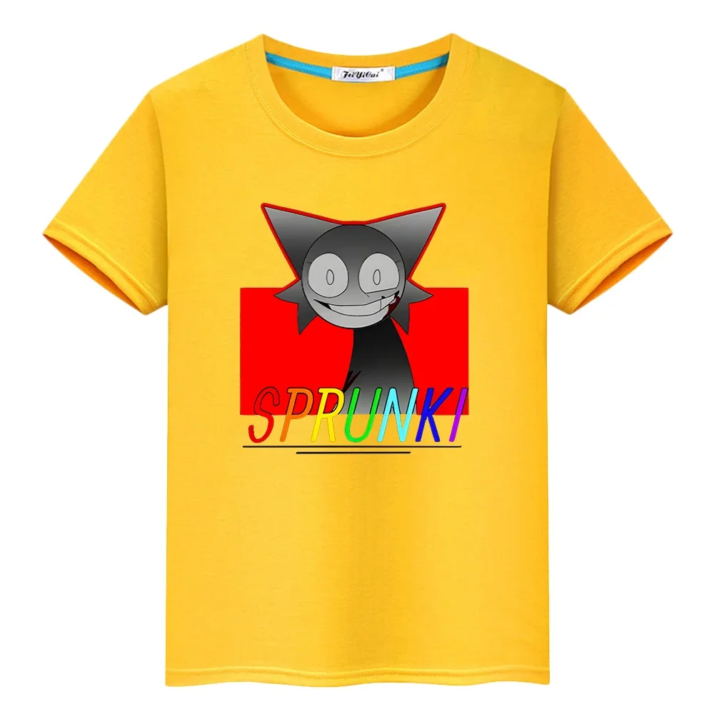 

t shirt for kids boy10year Sprunki 100%Cotton print anime Short y2k one piece Sprunki Cute Tees Tops pride tshirt girl clothes