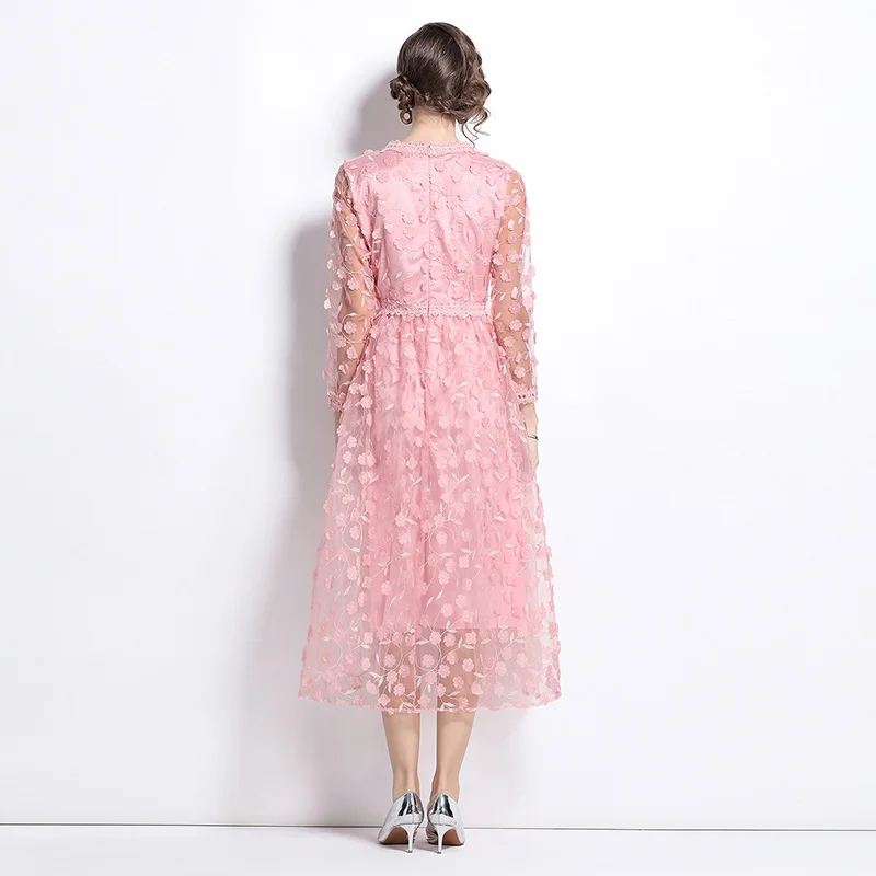 Temperamento vestido rosa com decote em v malha manga longa fino ajuste roupas de casamento 2025 novo robe elegante vestidos de festa