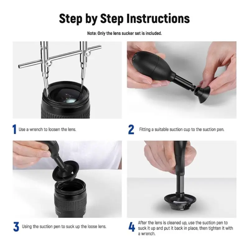 A67P-Lens Sucker And Spanner Kit IC Pick-Up Vacuum Suction Pen With 7 Interchangeable Suction Cups And Curved Tips