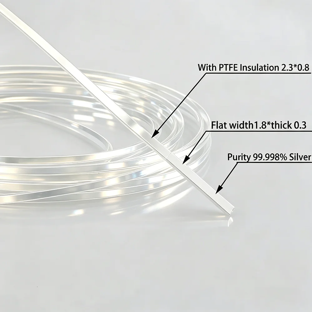 

PSA0001 5N Плоский аудиокабель из чистого серебра для Hi-Fi аудио, DIY, оптовая продажа, с изоляцией FEP