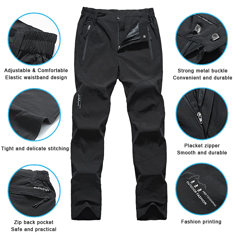 LNGXO Quick Dry Hiking Pants Men Summer Outdoor Sports Waterproof Trousers Camping Climbing Trekking Hunting Mountain Pants