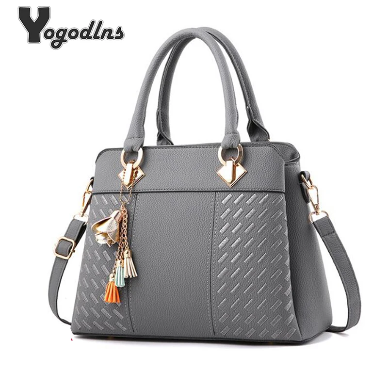 Modne torebki damskie Tassel PU skórzane torby na ramię górny uchwyt haftowana torba Crossbody torba na ramię Lady proste torebki w stylu