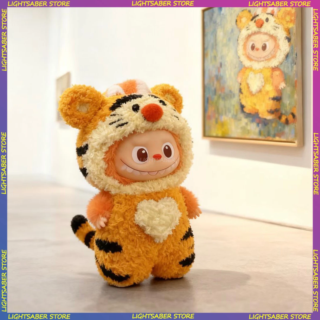 

For Labubu 4.0 Clothes Handmade Cute Tigerkin Headwear One-piece Set Mini Plush Doll Clothing Fashion Doll Accessories Gift