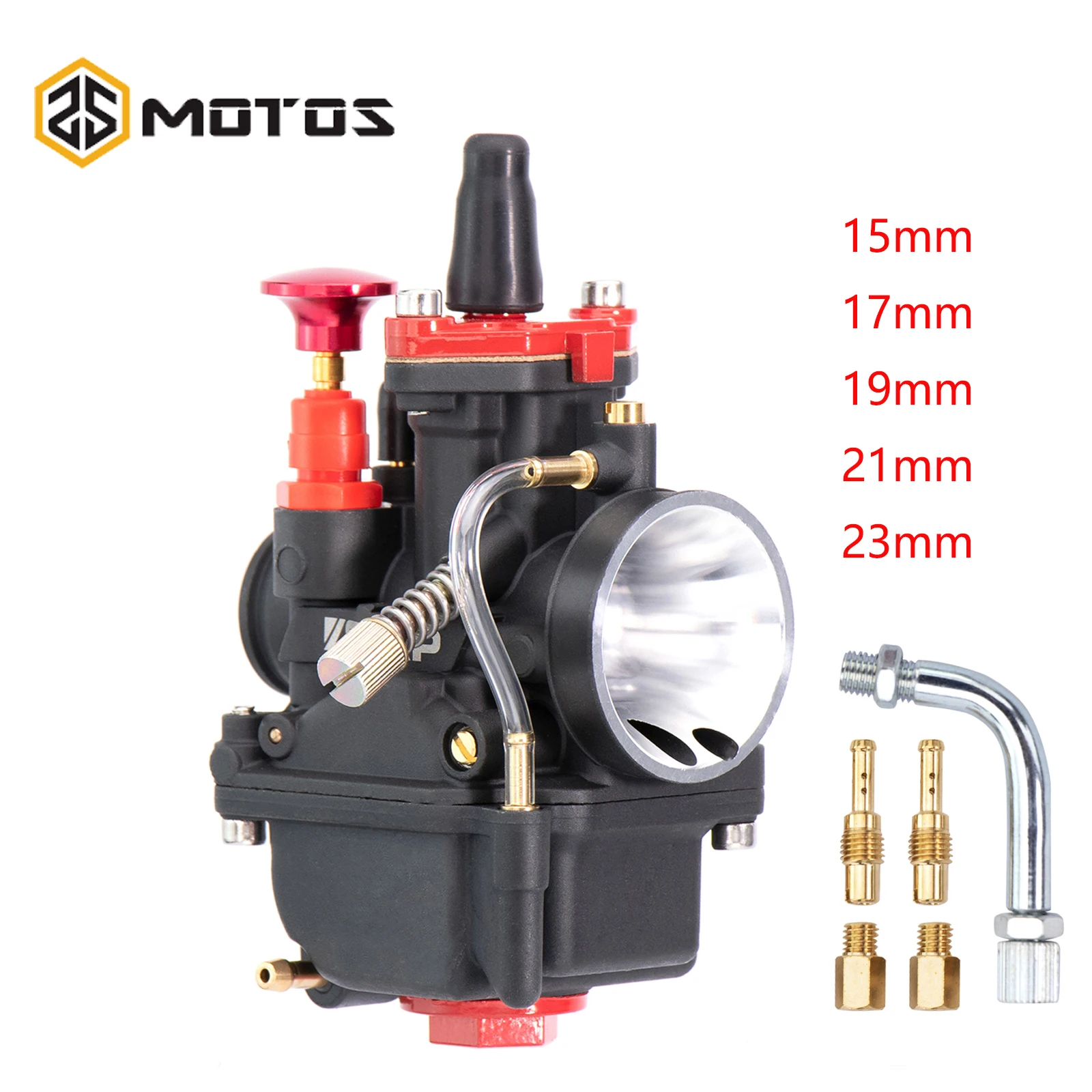 ZS MOTOS 15mm 17mm 19mm 21mm 23mm carburateur PWK avec Jet d'alimentation pour MBK PEUGEOT YAMAH BETA Carburateur 50cc-125cc Scooter cyclomoteur