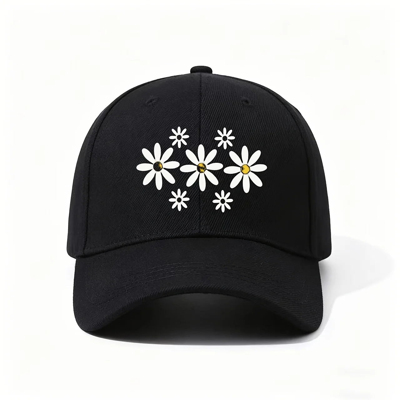 Boho Daisy Baseball Cap - Adjustable Lightweight Soft Daisy Flower Print Hat Suitable for Flower Lovers, Nature-Themed Gift, Cas