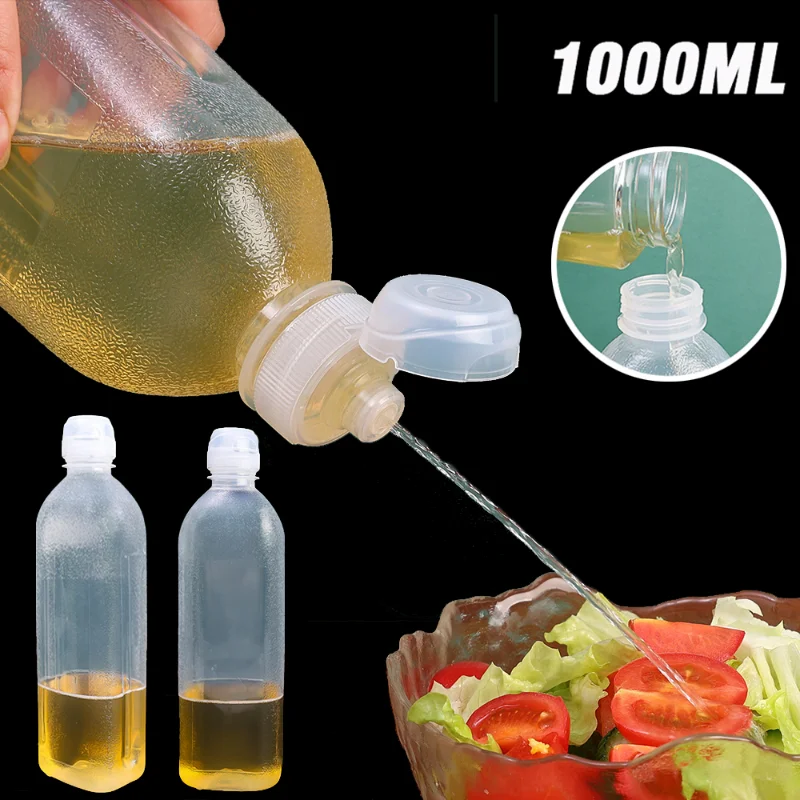 1000ML Squeeze Seasoning Bottles Multifunction Sauce Oil Bottle Screaming Oil Control Bottle High Temperature Oil Resistance Soy